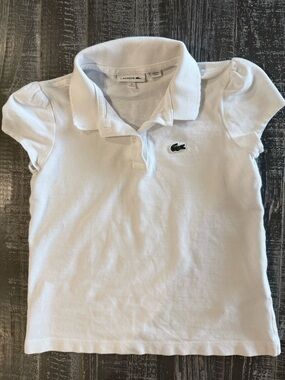 Lacoste Girls White Short-Sleeve Piqué Polo with Crocodile Logo